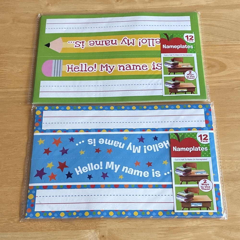Horizon Group USA Children's School Nameplates, 12 Pack, Green/Blue, Lot of 2